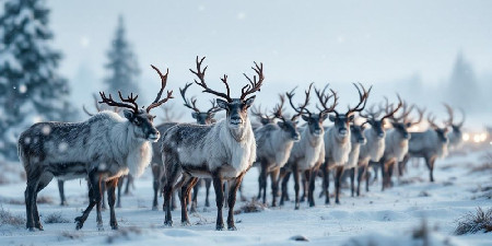 Τάρανδοι σε φυσικό περιβάλλον στη Λαπωνία